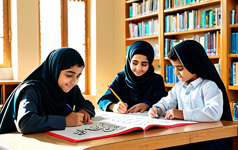 자연 연결 교육 프로그램의 비영리 조직과의 협력 - **Subject:** A female teacher in a hijab and modest professional attire, smiling warmly in a bright ...