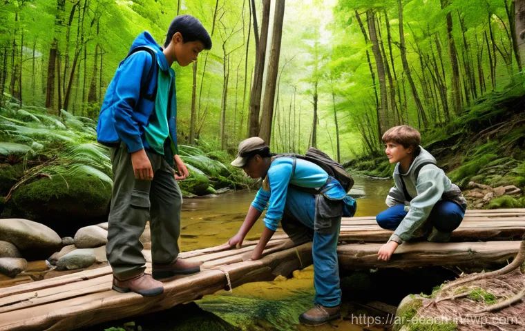 자연 연결 교육 프로그램에서의 멘토링 효과 - **Prompt:** A serene and inspiring scene in a sun-dappled forest clearing. A diverse group of young ...