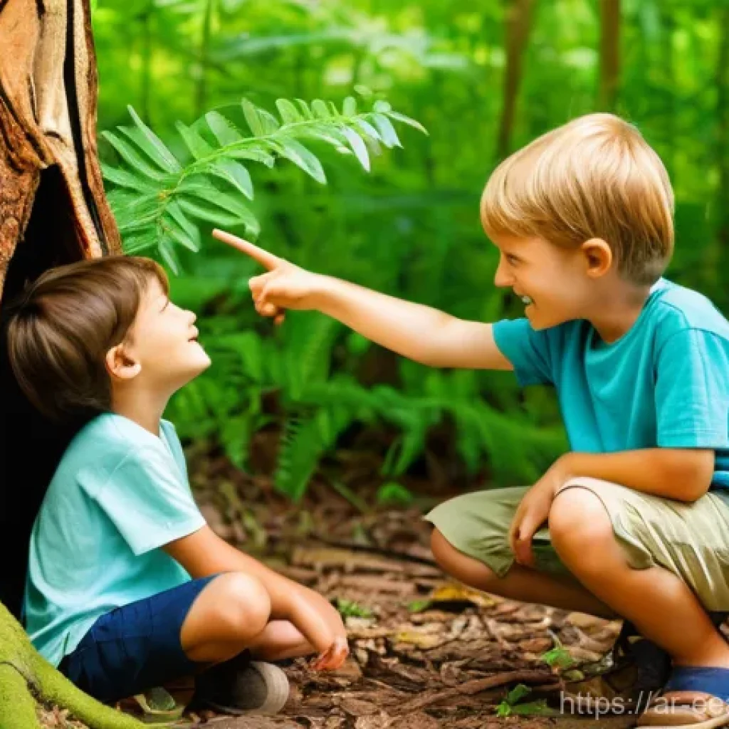 자연 연결 교육 프로그램의 브랜드 가치 구축 - **Prompt 1: Joyful Exploration in Nature**
    "A group of diverse children, aged 6-10, are happily ...