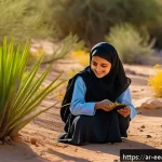 Home 19 자연 연결 교육 프로그램의 목표 설정 - A vibrant outdoor educational scene set in a lush Arabian forest near the Red Sea coast, featuring a...