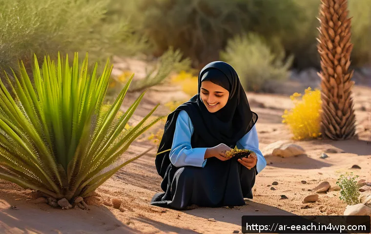 자연 연결 교육 프로그램의 목표 설정 - A vibrant outdoor educational scene set in a lush Arabian forest near the Red Sea coast, featuring a...
